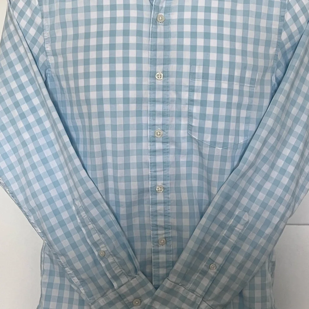 J. CREW Light Blue Gingham Button-Down Men's Shirt Sz/S